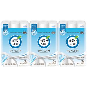 깨끗한나라 3겹화장지순수시그니처 30m30롤3팩
