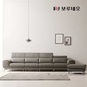 BIF보루네오 디에르 올리브 천연통가죽 6인 소파+스툴