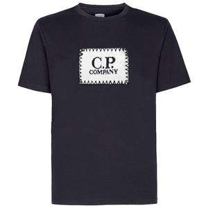 CP컴퍼니 라벨 로고 반팔티 14CMTS042A 네이비 888