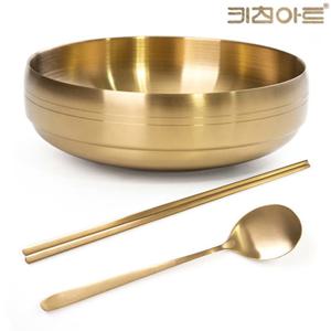 키친아트 티타늄 낮은 이중 면기 21cm+수저세트 라면 냉면 그릇