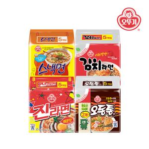 [오뚜기] 진라면 매운맛 5+오동통면 5+스낵면 5+김치라면 5