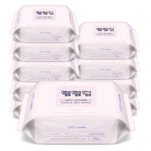 한예지 키스해링 퍼플 물티슈 캡형 100매 10팩