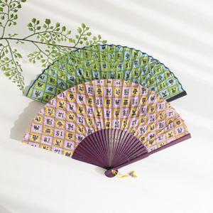 [박씨상방] N 면실크 접이식부채 조각보한글