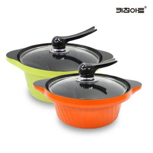 키친아트 Y시리즈 주물냄비 세라믹코팅 냄비세트 2종B 양수20+양수24