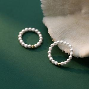 에르모사제이 R064 실버 925 심플 골드 볼 진주 오픈 링 은 반지