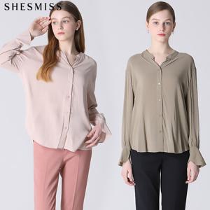 [쉬즈미스] 러플 커프스 노치넥 블라우스