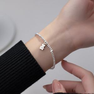 에르모사제이 W073 실버 925 곰돌이 참 하트 은 볼 밴딩 팔찌