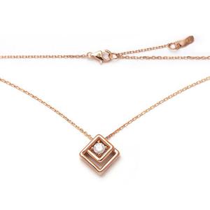 [비앤비골드] 14K 이중 사각 모이사나이트 체인 목걸이 JNN38040