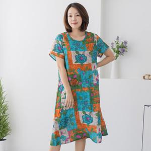 엄마옷 마담4060 컬러풀인견원피스-QOP205029A-