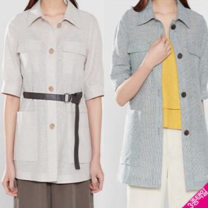 르오트 에디션 벨티드 카라 린넨자켓