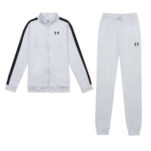 언더아머 UA 컬러블록 여성 트레이닝복세트 츄리닝 러닝복 라이트 그레이 1373978-014