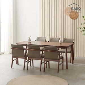 라로퍼니처 위니 1900 고무나무 원목 6인 식탁 세트 (식탁+의자6)