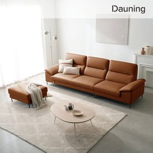 [가죽클리너 증정][다우닝] 아지오 4인 전체 천연가죽 소파+스툴