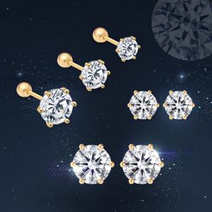 골드팡 14k 브릴리언트 모이사나이트 다이아몬드 피어싱 2부-4mm