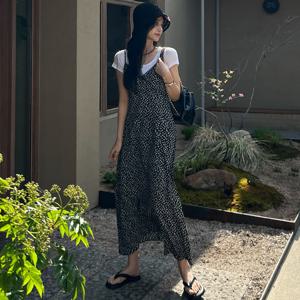 [피핀] 38506 잔 꽃 플라워 끈나시 롱 원피스