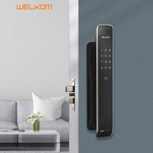 웰콤 푸시풀 디지털도어락 WP-3500 카드키4개+번호키 [미는문도 설치가능] 블루투스(옵션) 푸쉬풀도어록 인체감지기능 푸시바잠금 음성안내 내부이중잠금 현관문 도어락