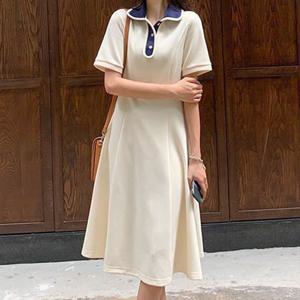 [키첼] 안라 카라 배색 원피스