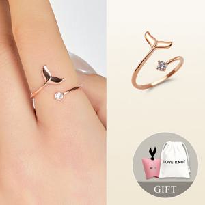 [러브넛] 하트보석함+14K 돌고래 꼬리 큐빅 반지plated RB-1094-P