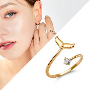 [러브넛] 하트케이스+14K 돌고래 꼬리 큐빅 반지plated RB-1094-Y