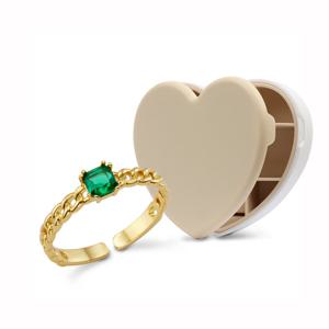 [러브넛] 하트케이스+14K 그린 포인트 스톤 로프 반지plated RB-1095-Y