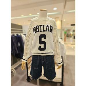 시에로 PORTLAND 자카드 매쉬 블록 니트 풀오버 SJ2KTF356