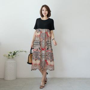 [마담4060] 엄마옷 요루배색원피스-QAOP305002-