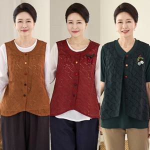 [엄마옷 로즈맘] 채색감물인견조끼/엄마조끼 할머니조끼 중년여