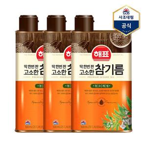 [사조대림]해표 고소한 참기름 500ml X 3병 /참깨기름