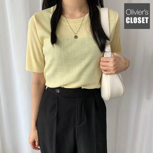 [한정/특가] 데일리 무지 라운드 반팔 니트_O2306KN102B