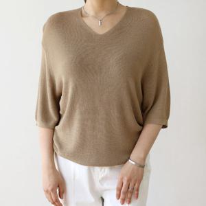 [바네사빈] 루즈핏 브이넥 하찌 반팔니트 v00266