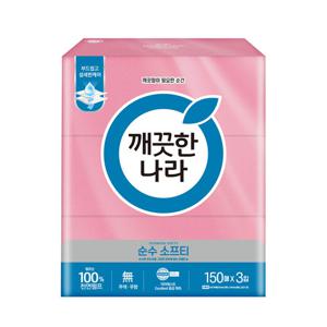 깨끗한나라 순수소프티 미용티슈 150매 3입