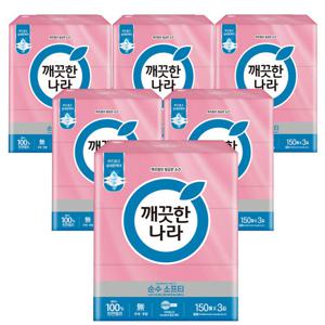 깨끗한나라 순수소프티 미용티슈 150매 3입x6팩
