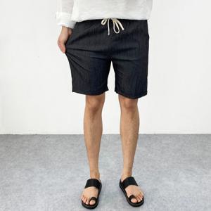 엠클로 남자 여름 린넨 마 롤업 스판 밴딩 5부 반바지 슬랙스