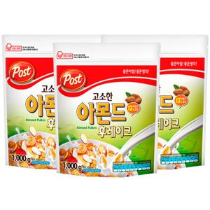 포스트 고소한 아몬드 후레이크1kg x 3개+사은품랜덤증정(ID당1개)