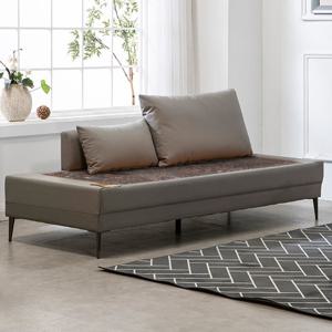 HD현대의료기 바이만PU 실버그레이 카우치 브라운팔보석 돌쇼파