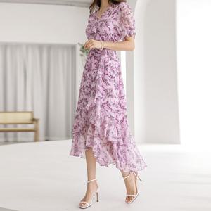 [스타일온미] 에르벨 로즈코사쥬 캉캉 쉬폰 랩디자인 원피스