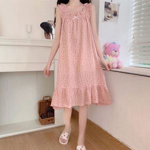 시원한 시어서커 체리 민소매 나시 원피스 홈웨어