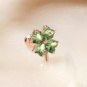 골드팡 14k 딥그린네잎클로버 피어싱