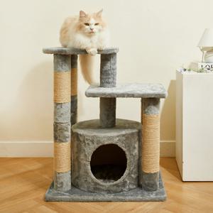 펫토리아 GP 플랫폼 숨숨집 고양이 소형 캣타워 77cm 그레이