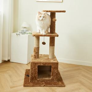 펫토리아 GP 플랫폼 숨숨집 고양이 중형 캣타워 111cm 브라운