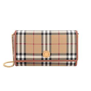 버버리  여성 체인 스트랩 체크 지갑 베이지 8070413 A7026 STK