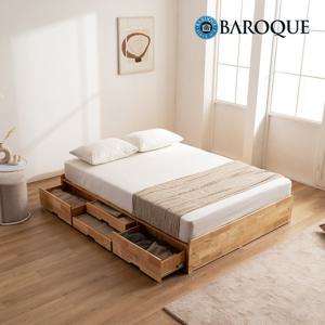 바로크가구 브란트 헤드리스 4단 빅수납 원목침대 Q_매트제외