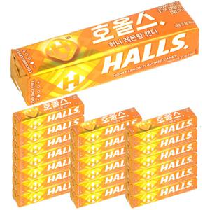 HALLS 호올스 스틱 멘톨 사탕 졸음방지 캔디 허니레몬 20개