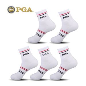 PGA 골프 스포츠 등산 남성 전체쿠션 중목양말 5족세트 PGAM-10