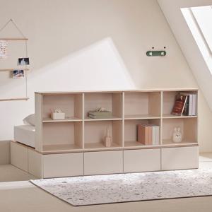 포더홈 파운드 파티션 빅 확장형 수납침대 프레임 Q+와이드책장