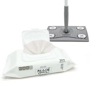 청소앤 물걸레청소포 1팩+밀대세트 캡형 일회용 물걸레포