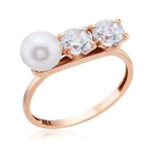 [비앤비골드] 14K 담수진주 큐빅볼 스틱 반지 SRS38491