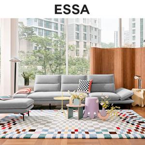 [GS단독][헤드레스트&상품권증정] 에싸 레미 컴팩트 4인 스윙기능 리브 패브릭 소파+스툴