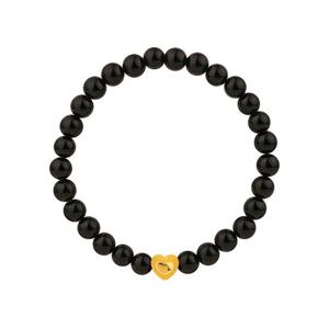 [한국금다이아몬드] 순금 볼 팔찌 24K 여자 금팔찌 오닉스 하트 1g