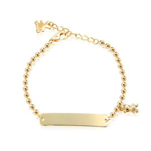 [비앤비골드] 14K 곰돌이 각인 미아방지 볼체인팔찌 IRB38237